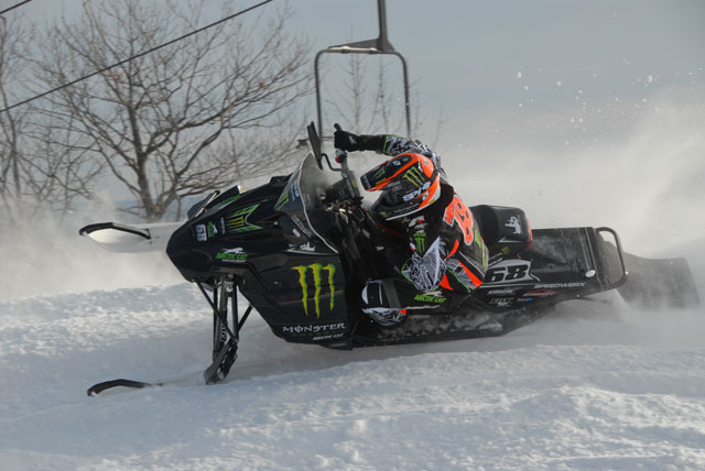 Tucker Hibbert railing a berm at Spirit Mountain