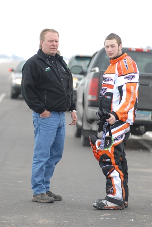 Dwight Christian (left) and Cory Davis, moments after Cory quit because of a failed track