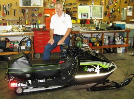 Brian Nelson with a raffle replica of his 1978 I-500-winning Arctic Cat El Tigre Cross-Country Brian Nelson with a raffle replica of his 1978 I-500-winning Arctic Cat El Tigre Cross-Country