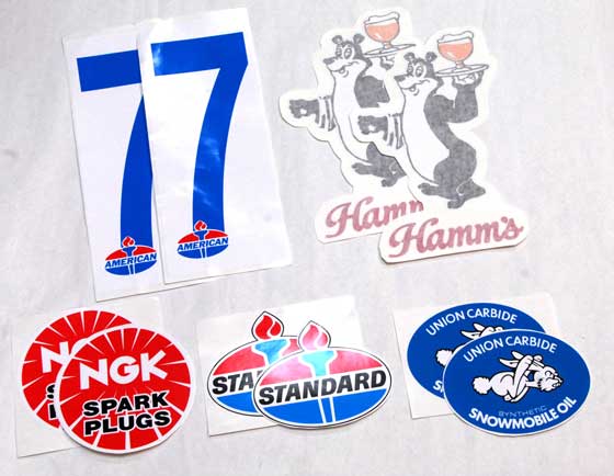 Vintage snowmobile decals from the Winnipeg I-500 Vintage snowmobile decals from the Winnipeg I-500