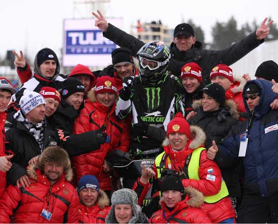 Tucker gets a group-hug from the Russians at the 2011 World Championships Tucker gets a group-hug from the Russians at the 2011 World Championships