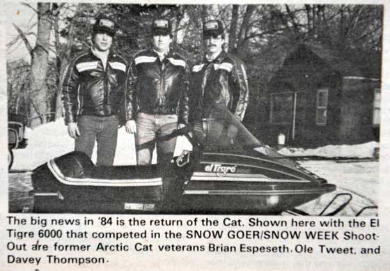 Arctic Cat's Brian Espeseth, Ole Tweet and Dave Thompson circa 1983 Arctic Cat's Brian Espeseth, Ole Tweet and Dave Thompson circa 1983