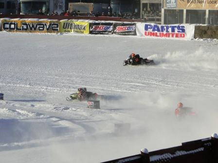 P.J. battles with Gary Moyle for 15 laps
