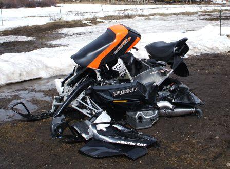 This crashed Arctic Cat F1000 is for your viewing pleasure This crashed Arctic Cat F1000 is for your viewing pleasure