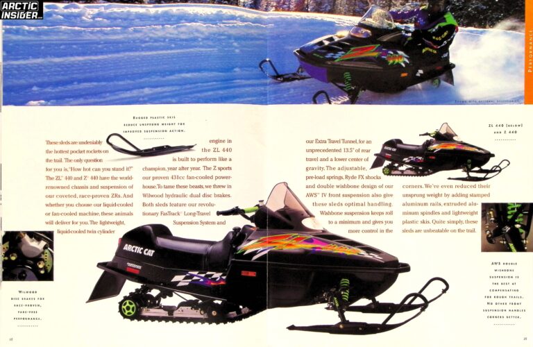 1997 ARCTIC CAT SNOWMOBILES BROCHURE PG 15-16 ZL AND Z PERFORMANCE
