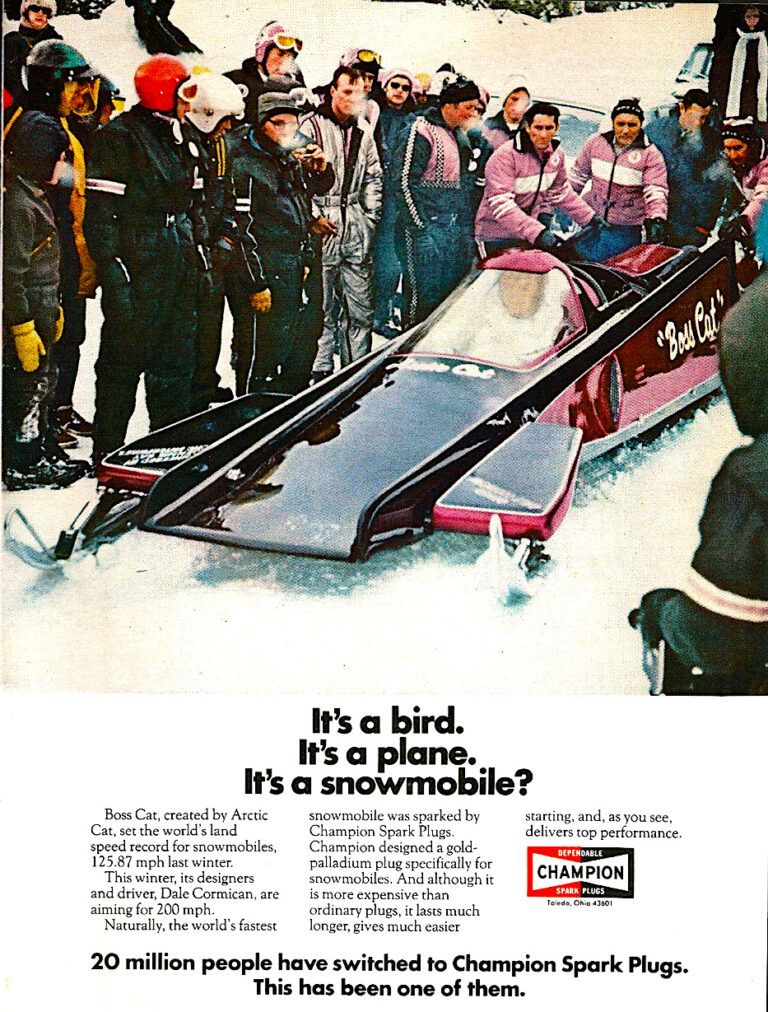 1971 ARCTIC CAT BOSSCAT CHAMPION SPARKPLUG AD