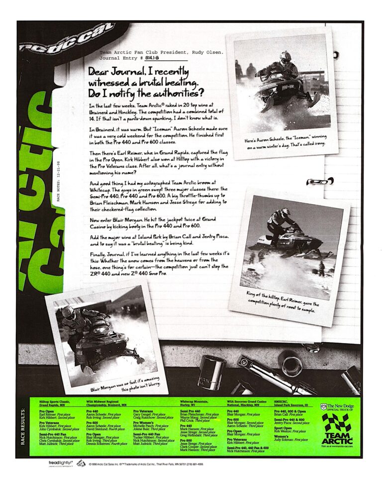 1999 ARCTIC CAT TEAM ARCTIC AD