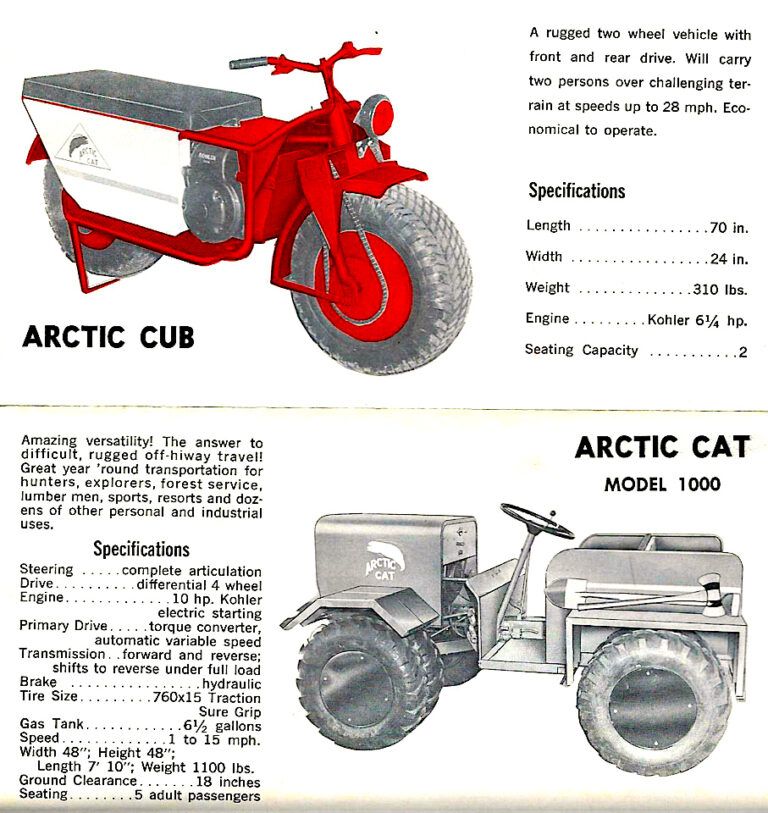 1965 ARCTIC CAT CUB AND MODEL 1000 BROCHURE