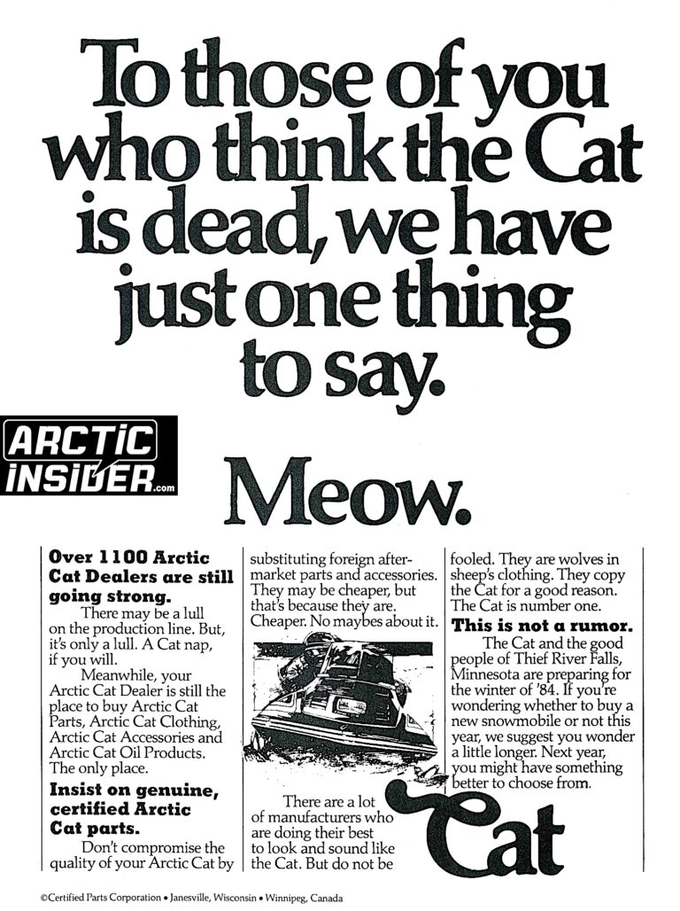 1984 ARCTIC CAT CAT IS BACK AD