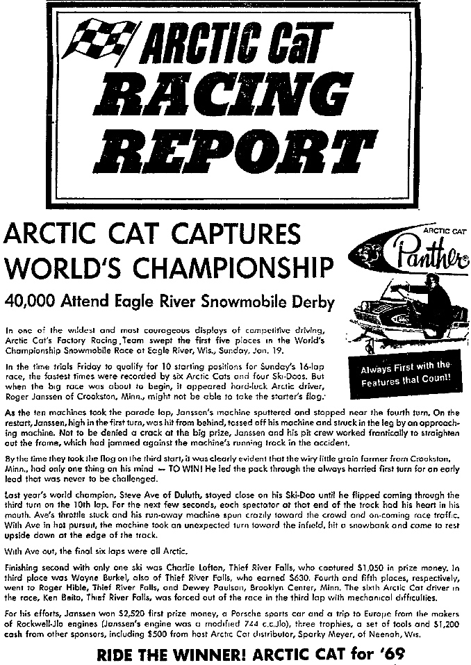 1969 ARCTIC CAT TEAM ARCTIC AD