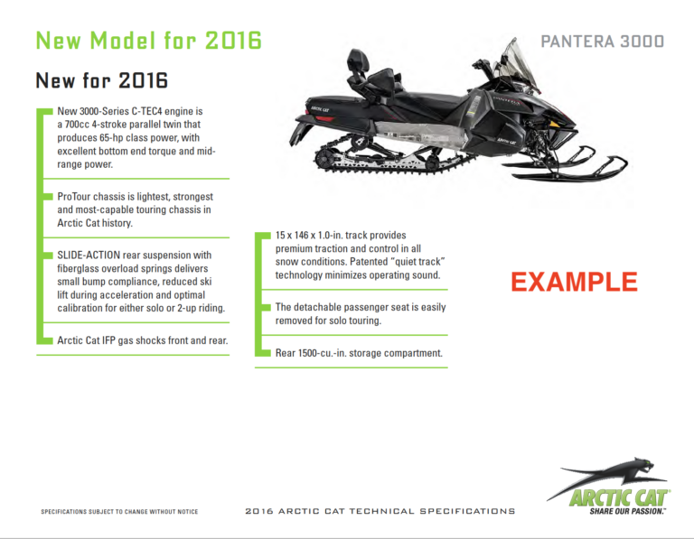 2016 ARCTIC CAT PANTERA 3000 MODELS MEDIA KIT PDF