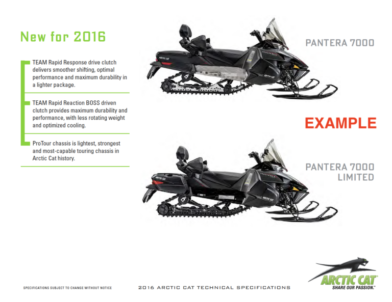 2016 ARCTIC CAT PANTERA 7000 MODELS MEDIA KIT PDF
