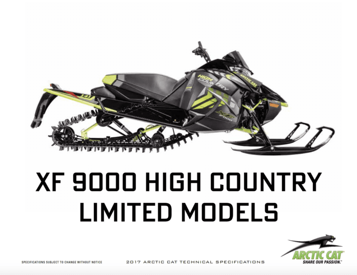 2017 ARCTIC CAT XF 9000 HIGH COUNTRY MODELS MEDIA KIT PDF ArcticInsider